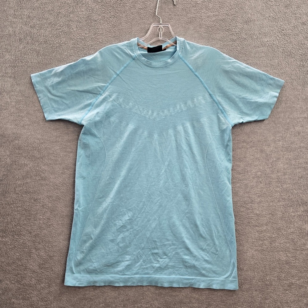 Alphalete Men Activewear Top Medium Blue Shirt Crew Neck Pullover Tee READ
